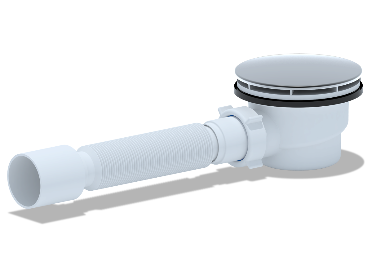 Cифон для душевого поддона 1 1/2*90 h65 c гибкой трубой 375*40*50(вальцовка), ANI PLAST