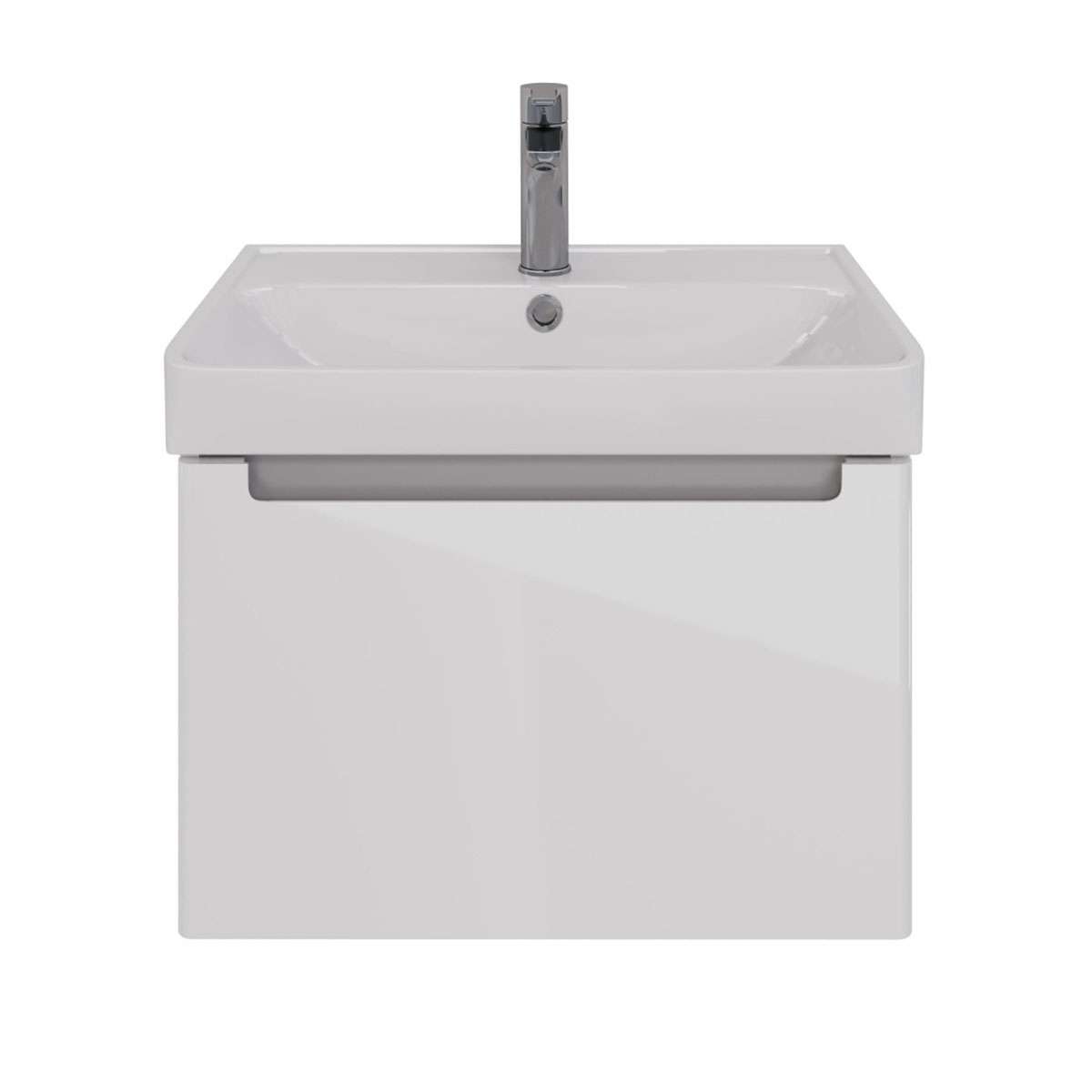 Тумба Lemark BUNO MINI, 60 см под 1 раковину, подвесная, 1 ящик, цвет планки: Серый, цвет корпуса, ф