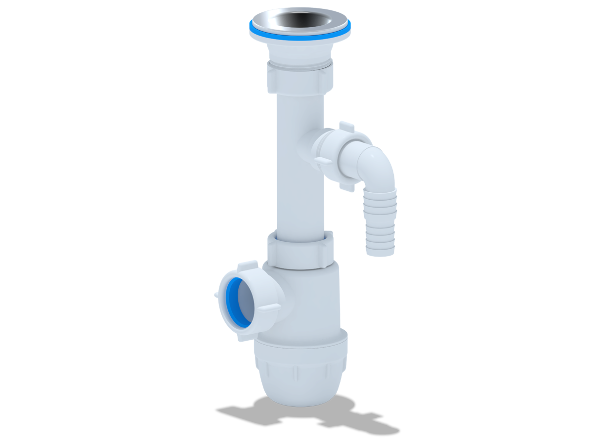 Cифон для раковины АНИ Пласт Юнг BM1300 1 1/4 дюйма 32 c отводом для стиральной машины