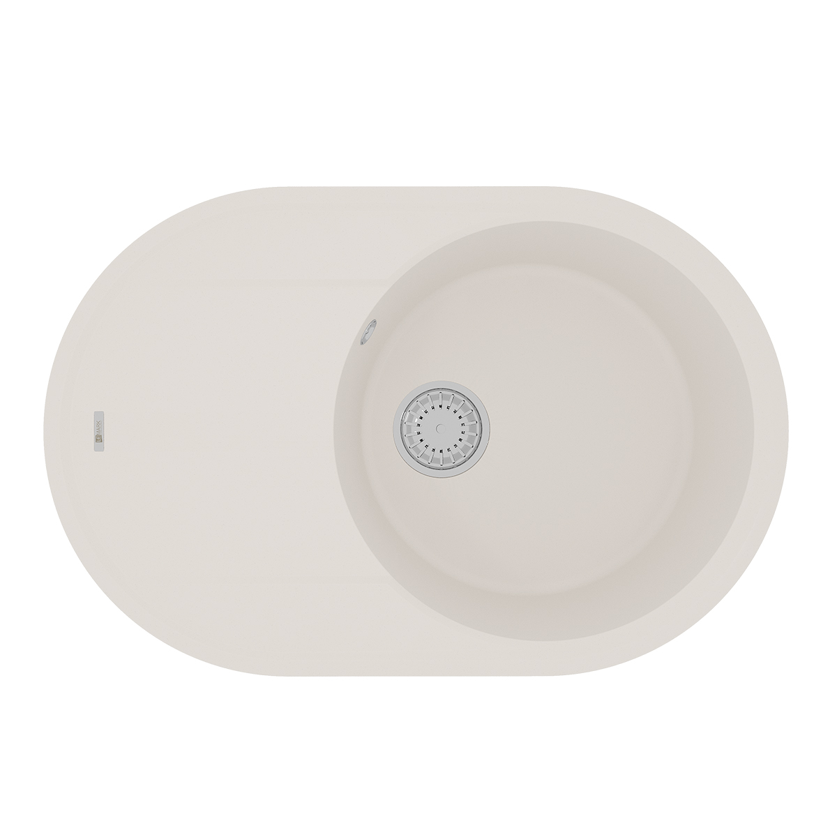 Кухонная мойка Lemark LACHA 760 врезная овальная с крылом из кварцгранита, Жасмин 