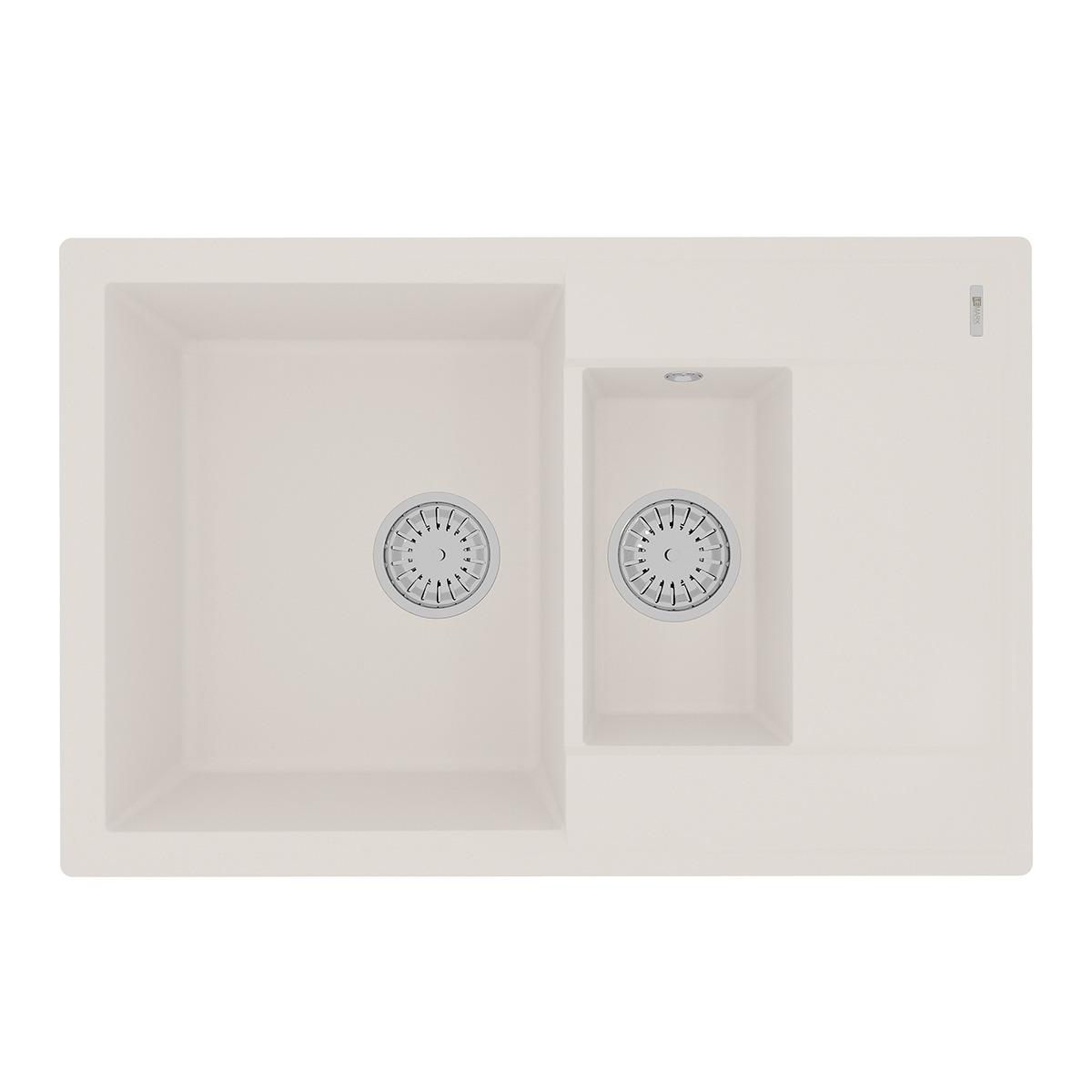 Кухонная мойка Lemark RAMZA 760 врезная прямоугольная с доп.чашей и крылом из кварцгранита, Жасмин 