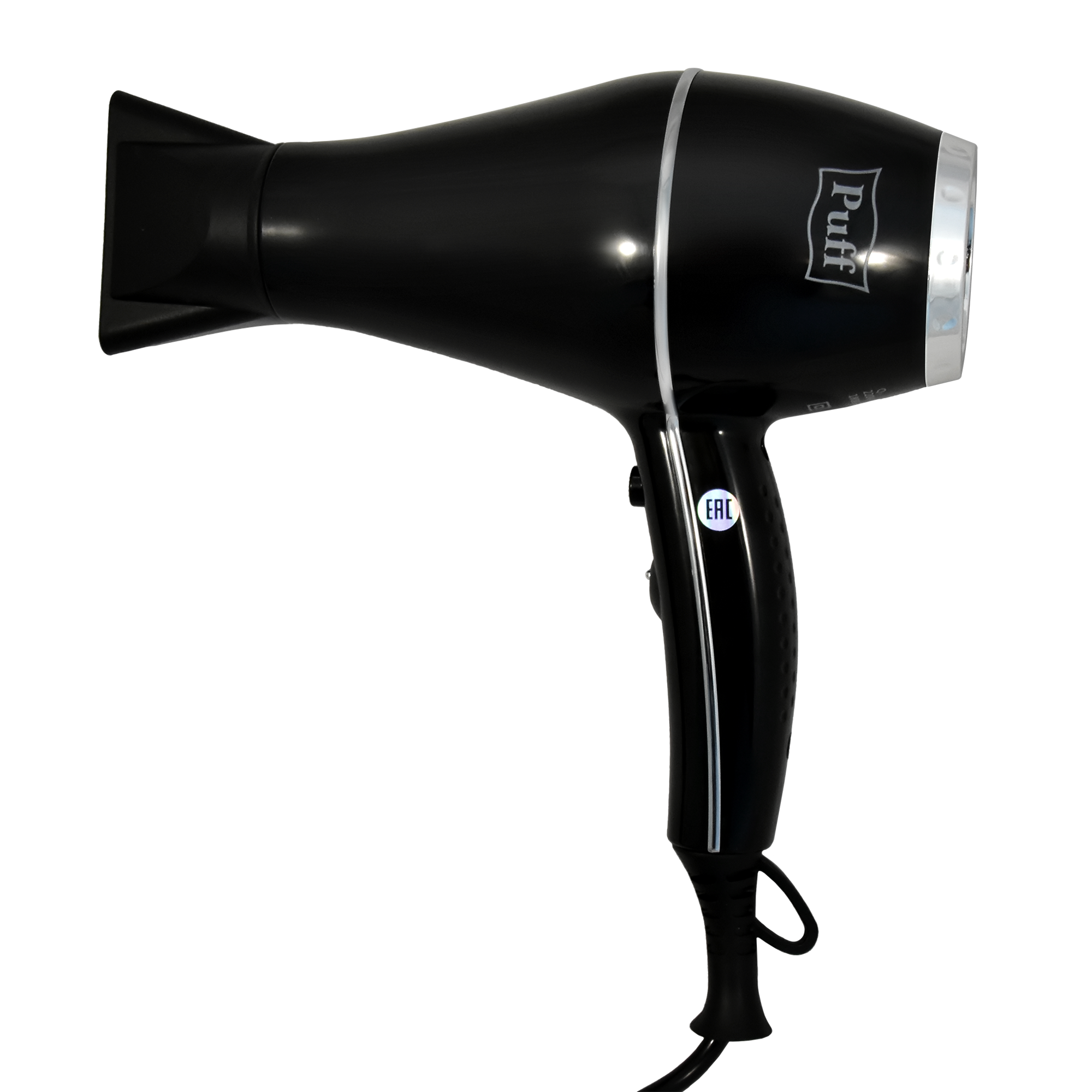 Фен для волос настенный PUFF-1800ВlB черный, с розеткой, 1,8 кВт (1405.018)