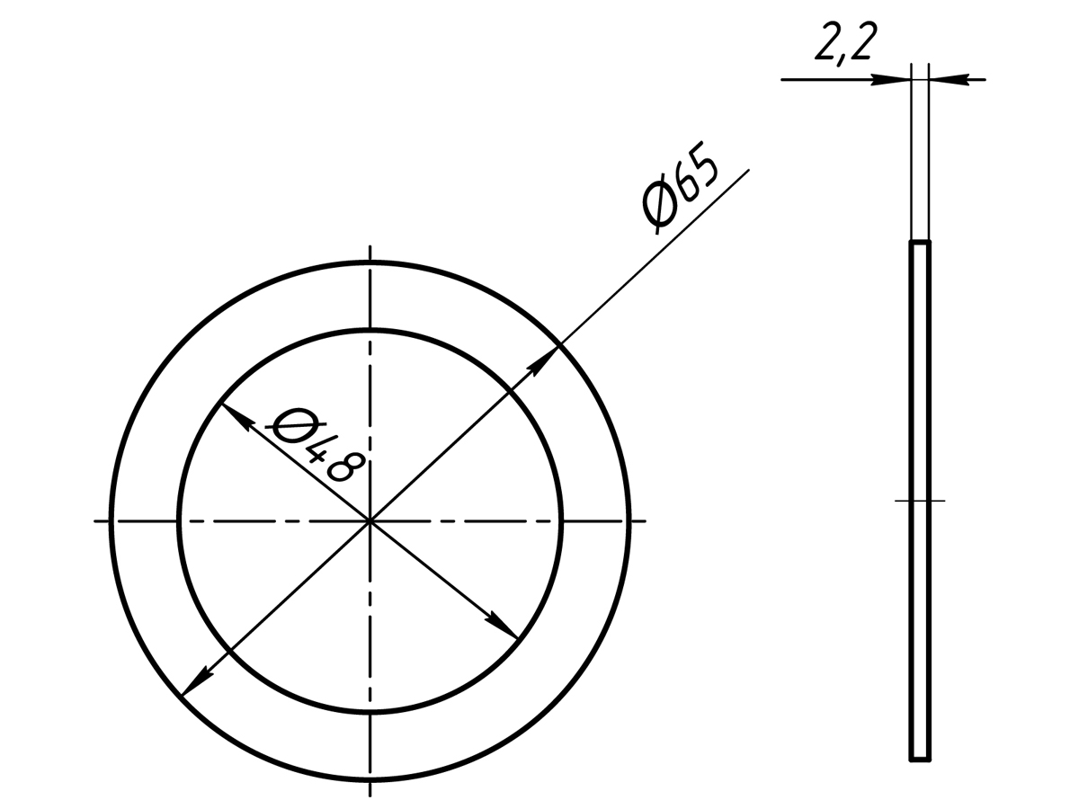 Прокладка плоская под горловину D65х48х2 ANI PLAST