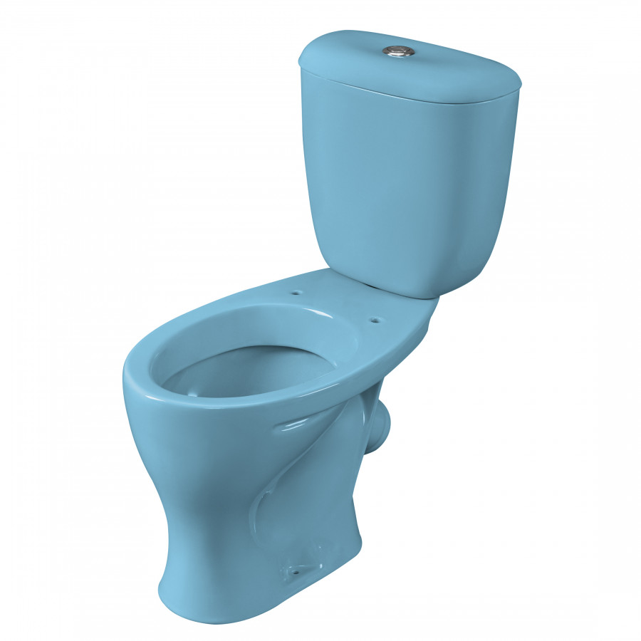 Унитаз-компакт "Воротынский" косой выпуск, ниж. под., с кнопочной арматурой и сиденьем, голубой  С