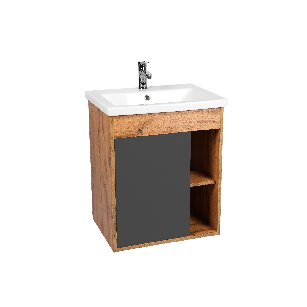 Тумба под раковину VIANT БОСТОН 50 подвесная графит/дуб вотан (VBOS50COG-T1STP)