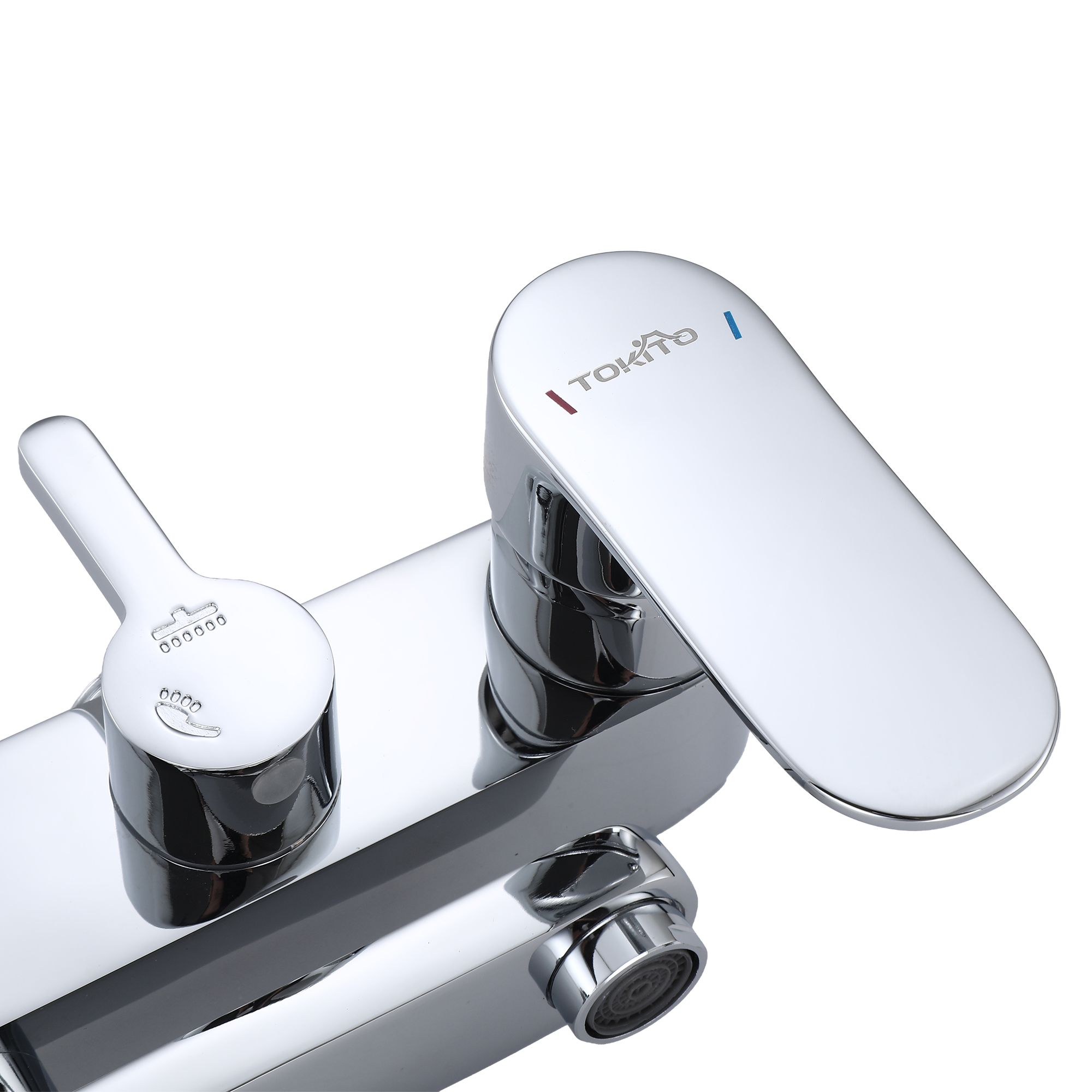 RAIN Смеситель для ванны с душевой стойкой и тропическим душем, хром, TOKITO