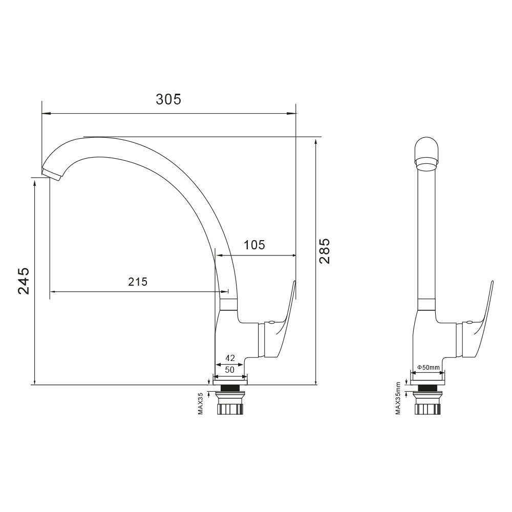 Смеситель для кухни OCEAN, OCE12-120
