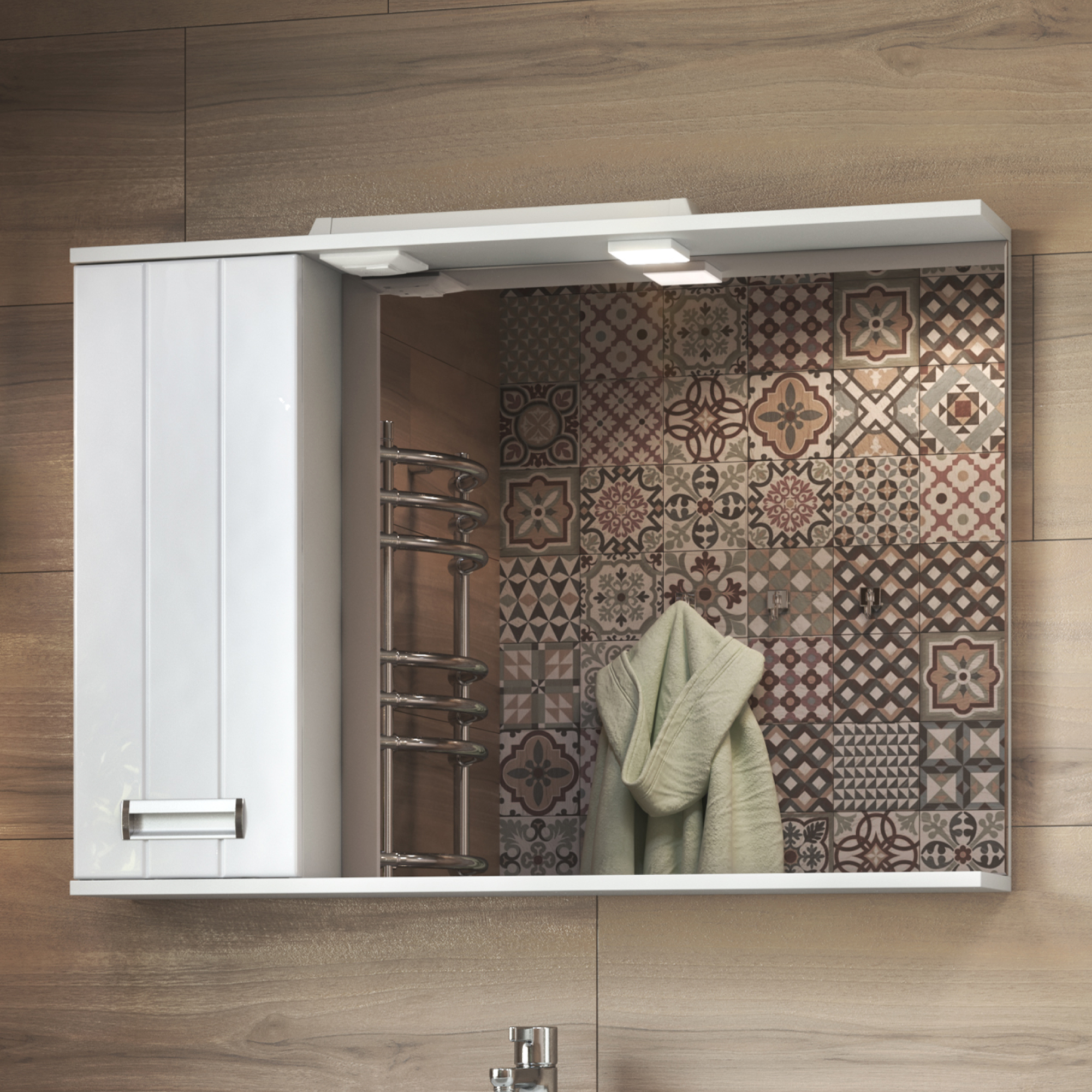 Зеркало со шкафом VIGO Diana 100 подвесное белый (z.DIA.100.L.El)