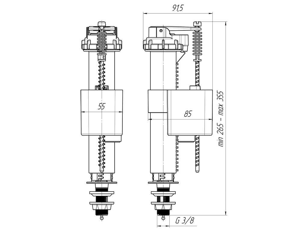 Арматура нижняя 3/8 пластик, ANI PLAST