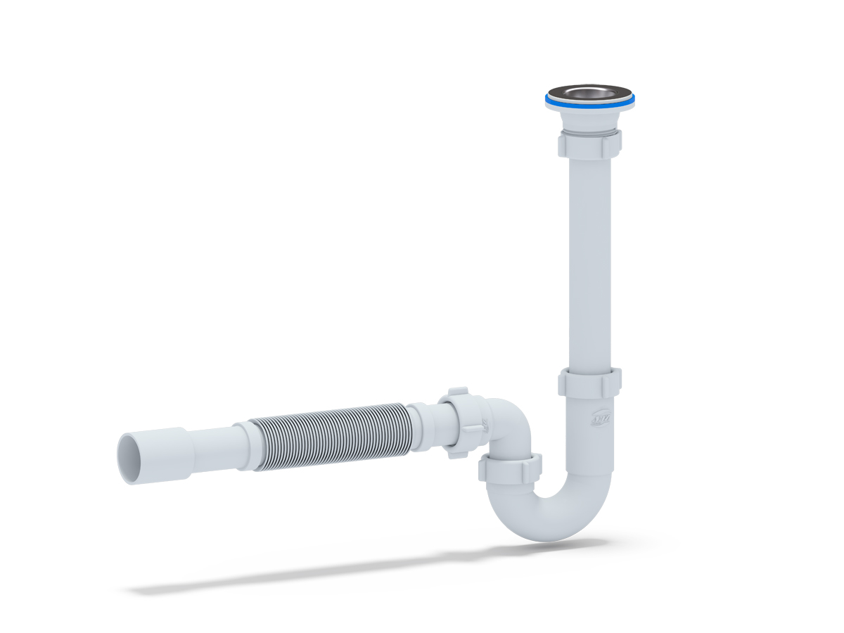 Сифон Ани 1 1/4*32 прямоточный с гибкой трубой 32*32/40, ANI PLAST