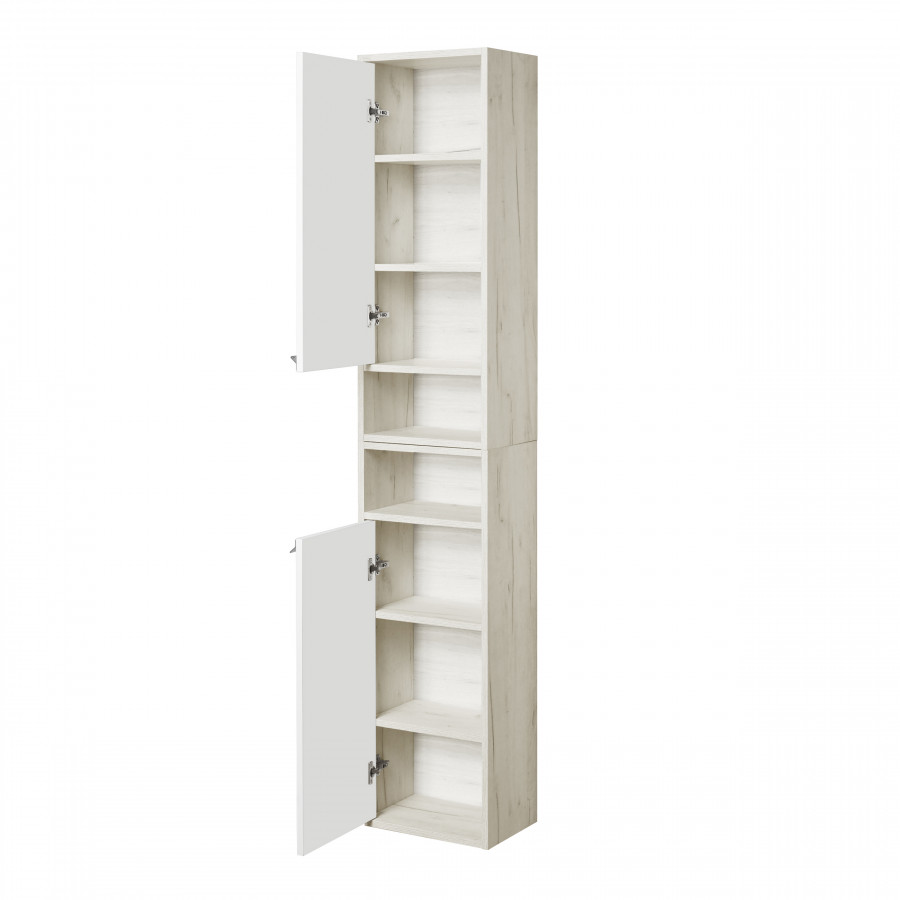 Шкаф ФЛАЙ 35, подвесной, одностворчатый, левый, белый, дуб крафт