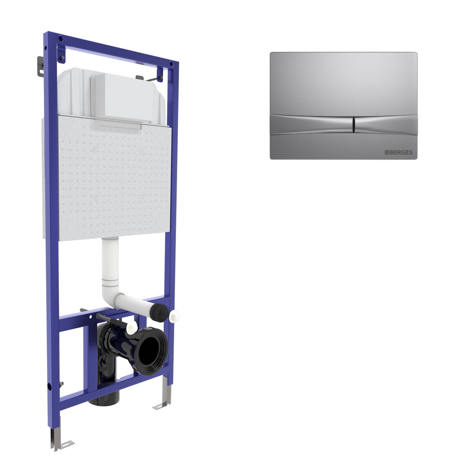 Инсталляция  для скрытого монтажа унитаза NOVUM кнопка F2 хром матовый, BERGES