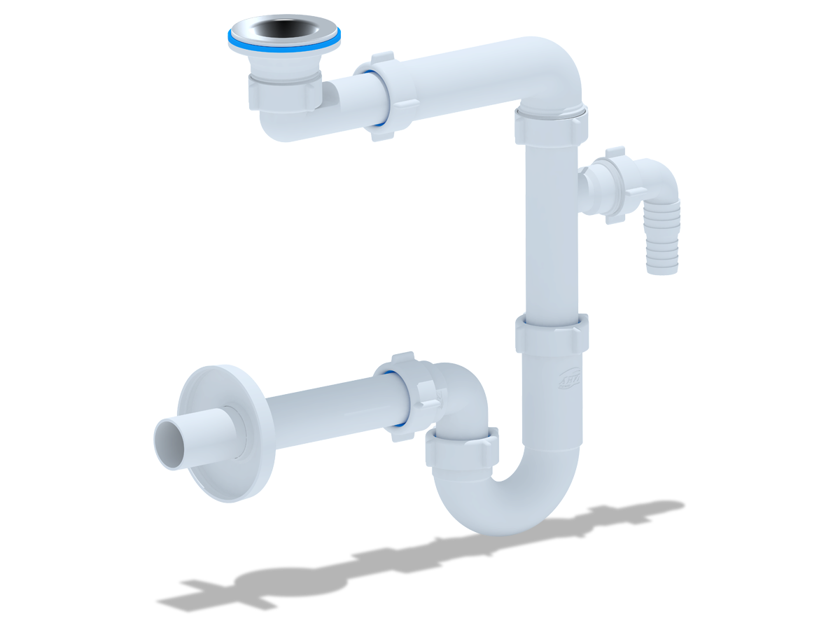 Сифон для умывальника 1 1/4 х 32 с отводом для ст. машины  прям. труб. 32, нерж.реш. 65мм, ANI PLAST