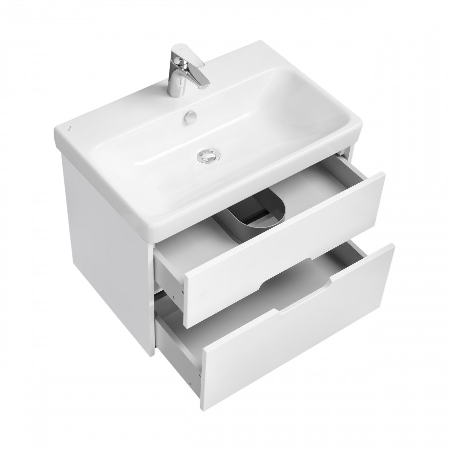 Тумба ОЛИВИЯ 70, подвесная, 2 ящ., белая матовая (под раковину АДРИАНА 70)