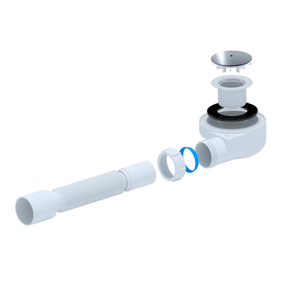 Сифон для душевого поддона АНИ Пласт E555C 1 1/2 дюйма 60 с гибкой трубой 375х40х50