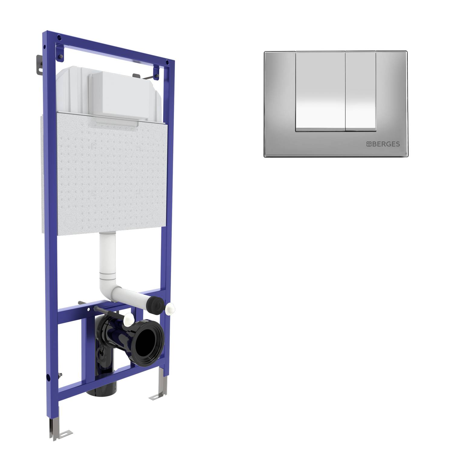 Инсталляция  для скрытого монтажа унитаза NOVUM кнопка S2 хром матовый, BERGES