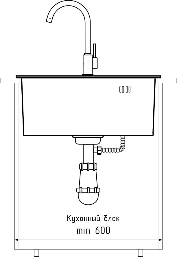 GranFest METAL (5344) Мойка нерж.1 чаша 530*440*215 мм 