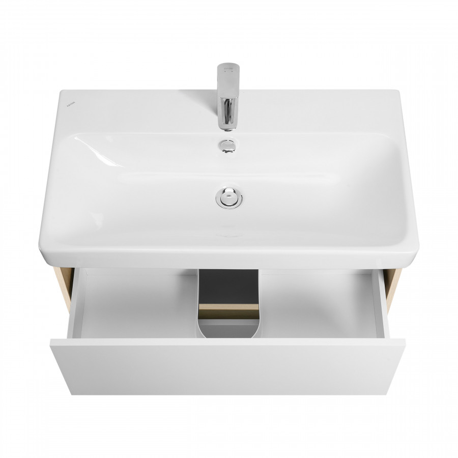 Тумба СКАНДИ 80, универс., 2ящ., белый/дуб верона (под раковину АДРИАНА 80)