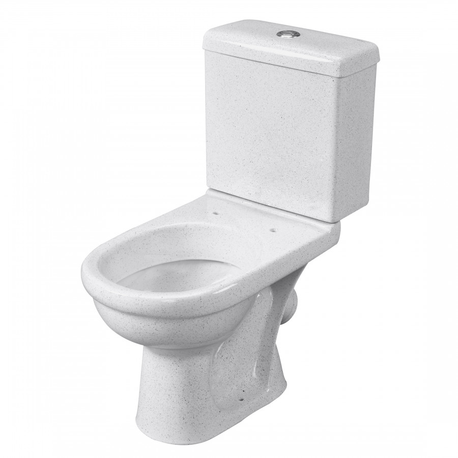 Унитаз-компакт "Визит" косой выпуск, с 1-реж. кнопочной арм.  и сид. п/п "Уклад,крап на белом. SANTE