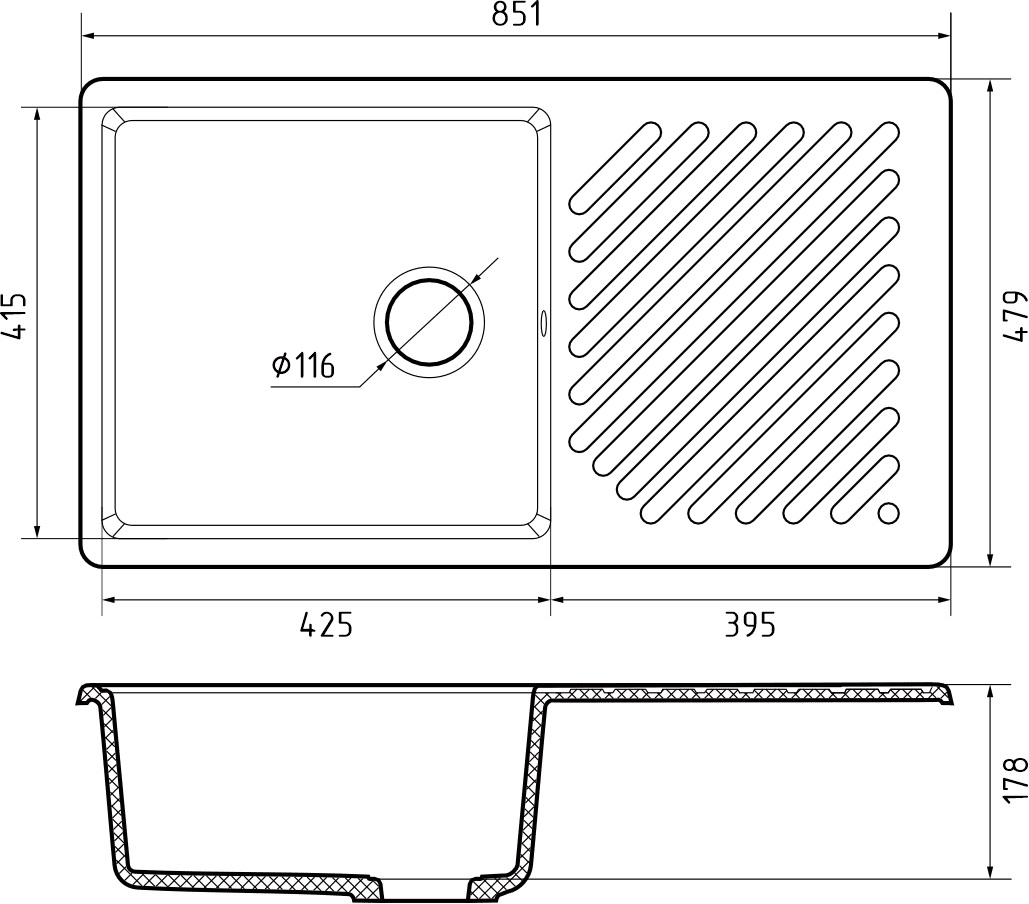 GranFest QUARZ (GF-ZL53) Мойка для кухни 860*480мм (песок)