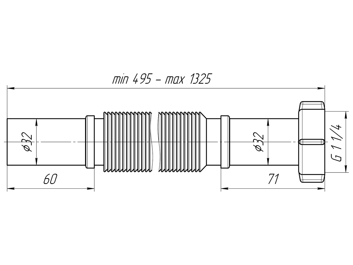 Гибкая труба 1 1/4"*32удлинённая, ANI PLAST