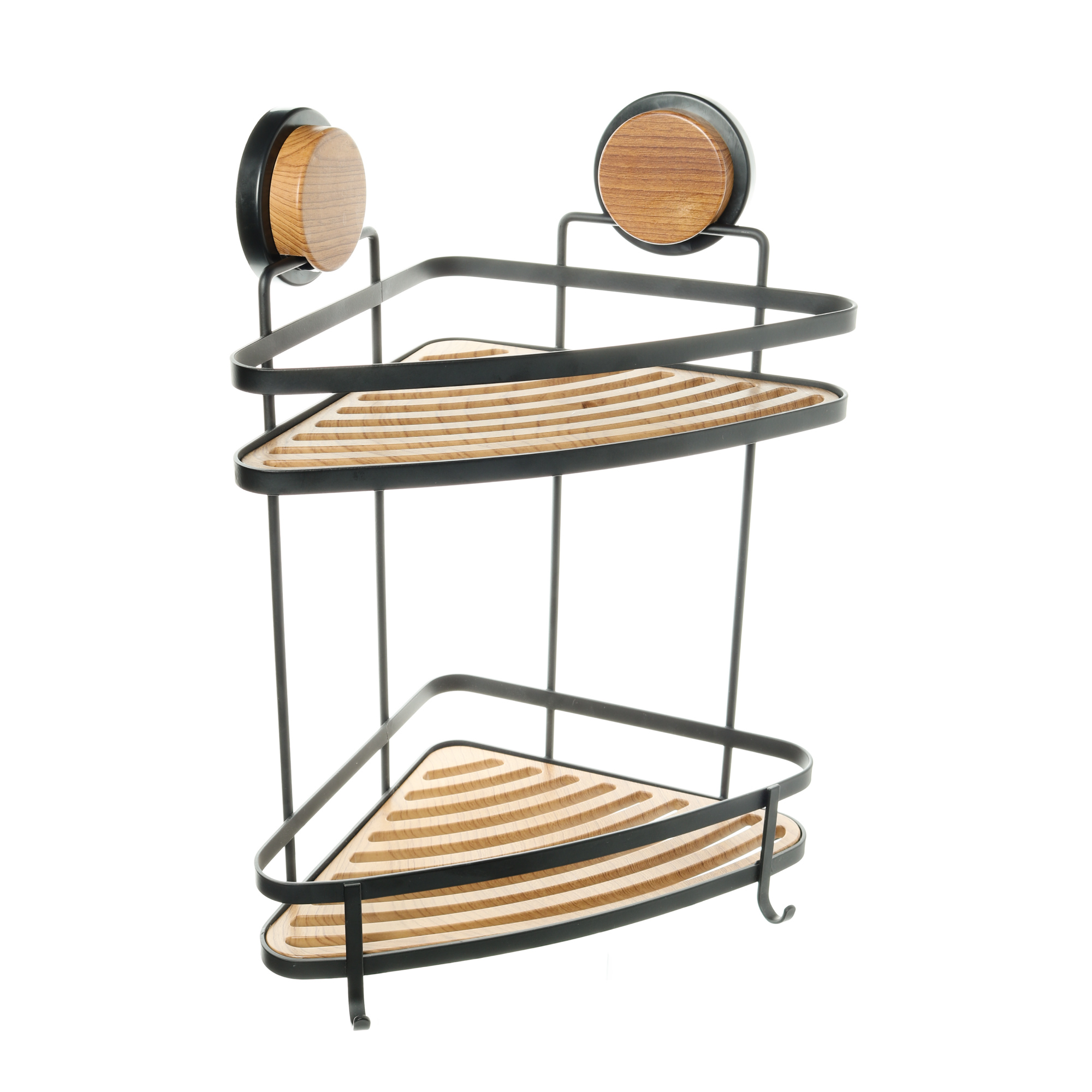 Полка угловая двухэтажная черная-дерево FIXSEN Magic (FX-940B-2)