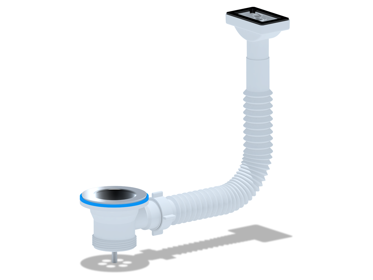 Перелив Ани для мойки 1 1/2" спрямоуг.горизонтальн. корпусом, ANI PLAST