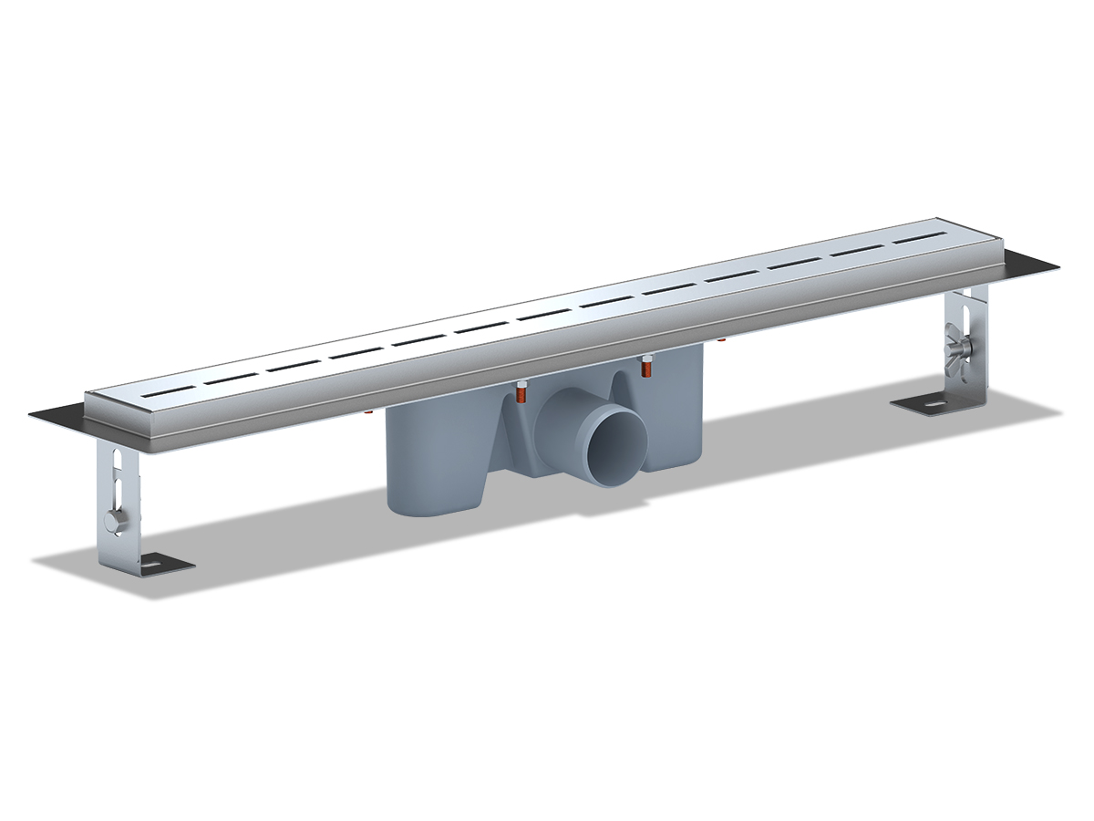 Трап линейный из нержавеющей стали АНИ Пласт TL2565G выпуск 50 мм решётка Киль глянцевая 650 мм