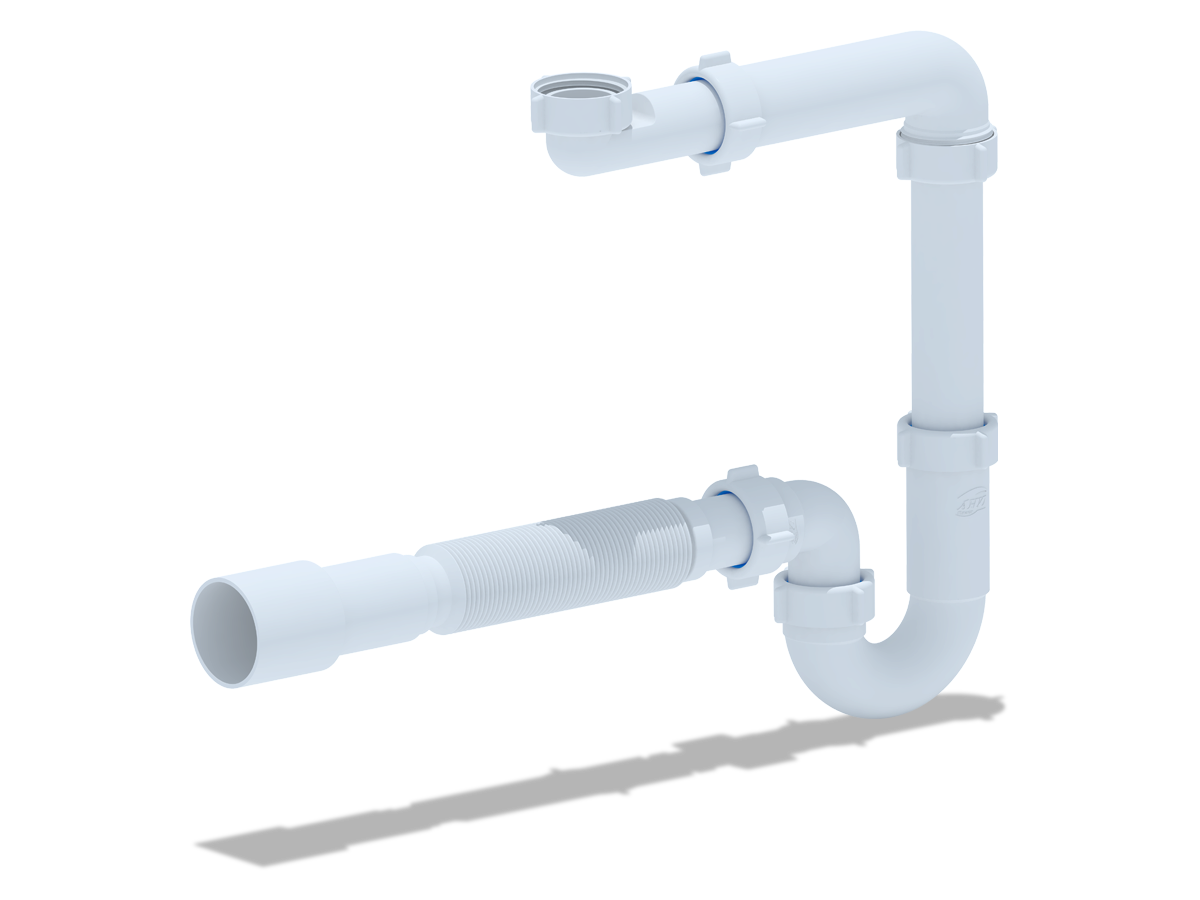 Сифон для умывальника 1 1/4 х 32 без выпуска  с гиб.труб. 32х40/50, ANI PLAST