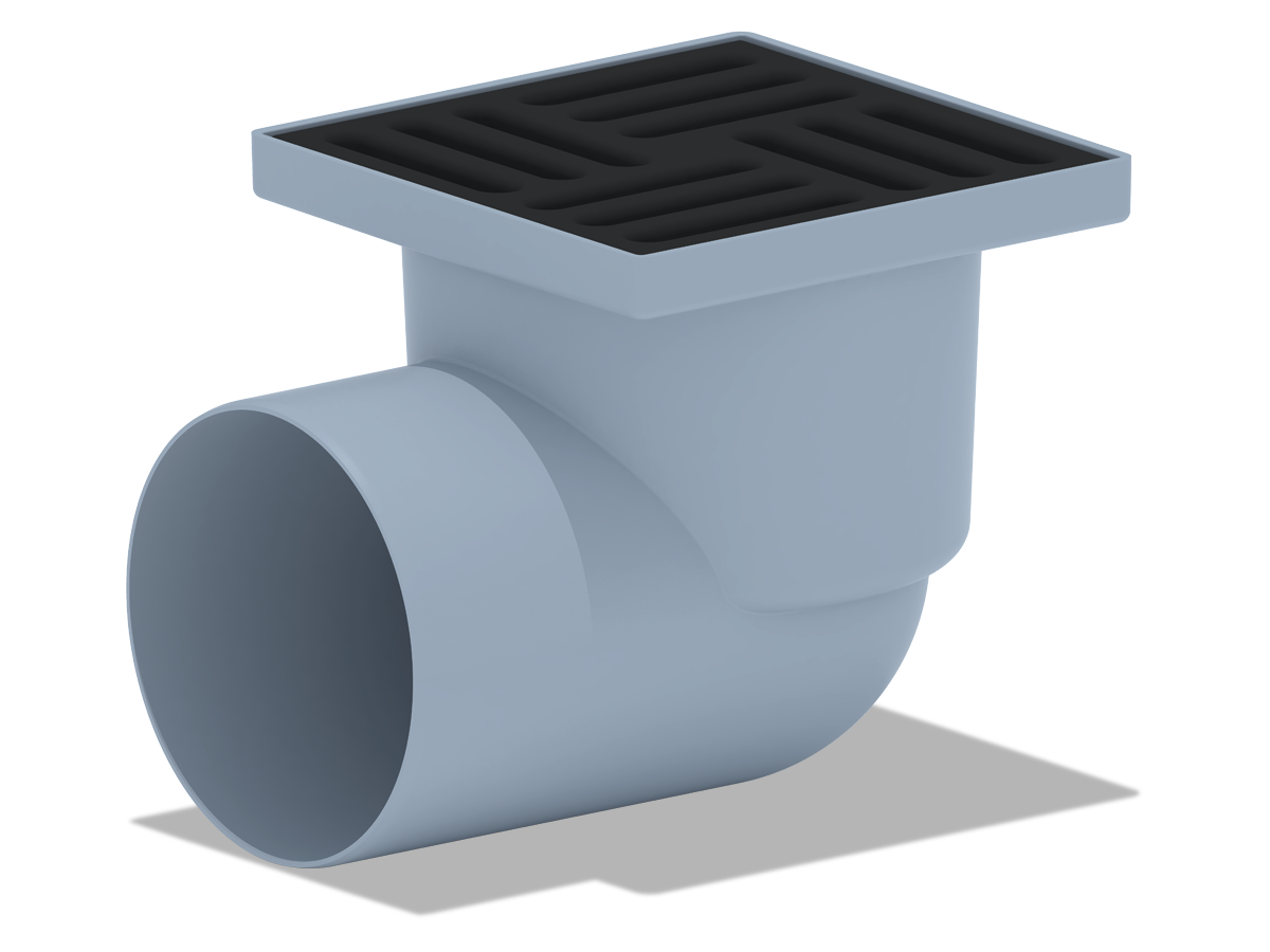 Трап для душа АНИ Пласт TQ1116 DN110 горизонтальный нерегулируемый с сухим затвором и решёткой из чугуна 150х150 мм