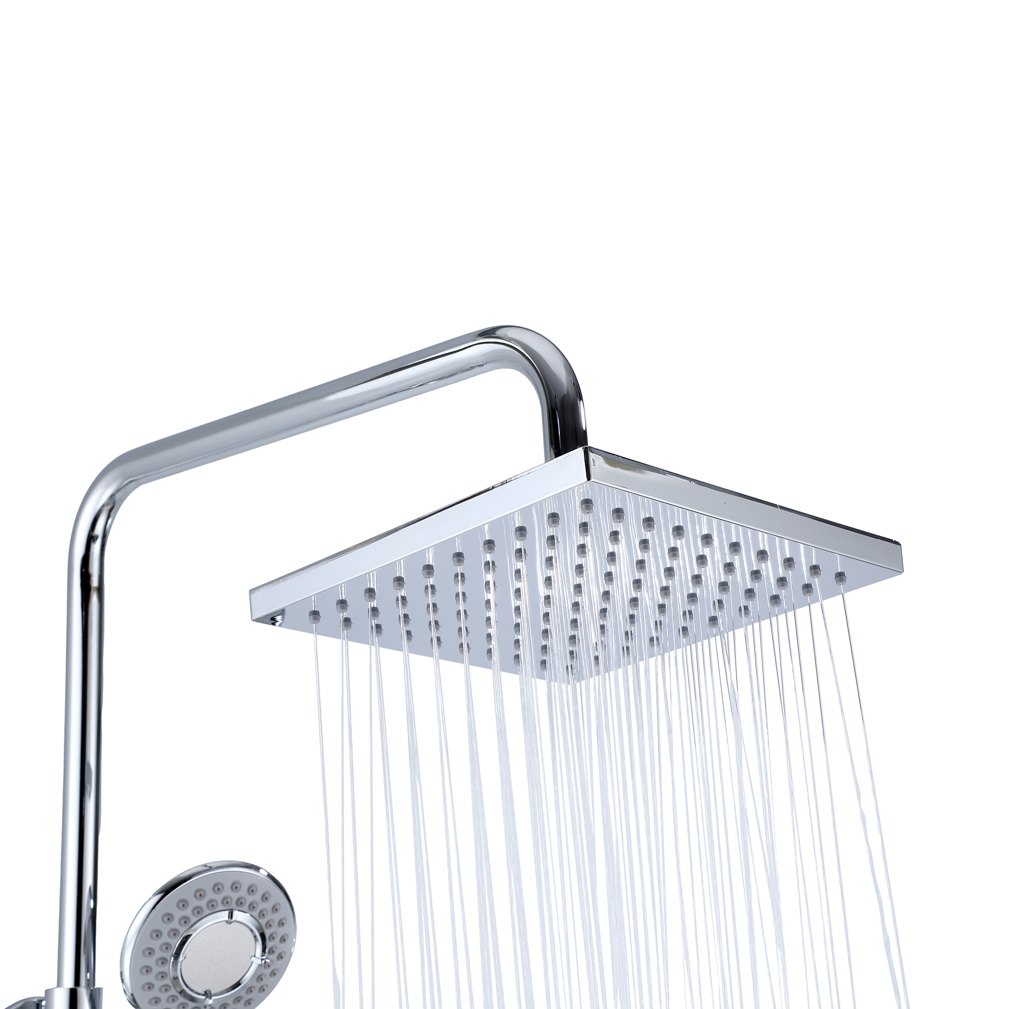 RAIN Смеситель для ванны с душевой стойкой и тропическим душем, хром, TOKITO