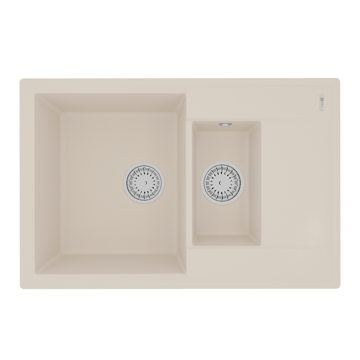 Кухонная мойка Lemark RAMZA 760 врезная прямоугольная с доп.чашей и крылом из кварцгранита, Шампань 