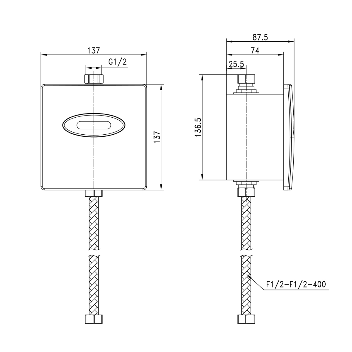 Project Смывное устройство для писсуара, встраиваемый, Сенс, матовый, LM, LM4657CE