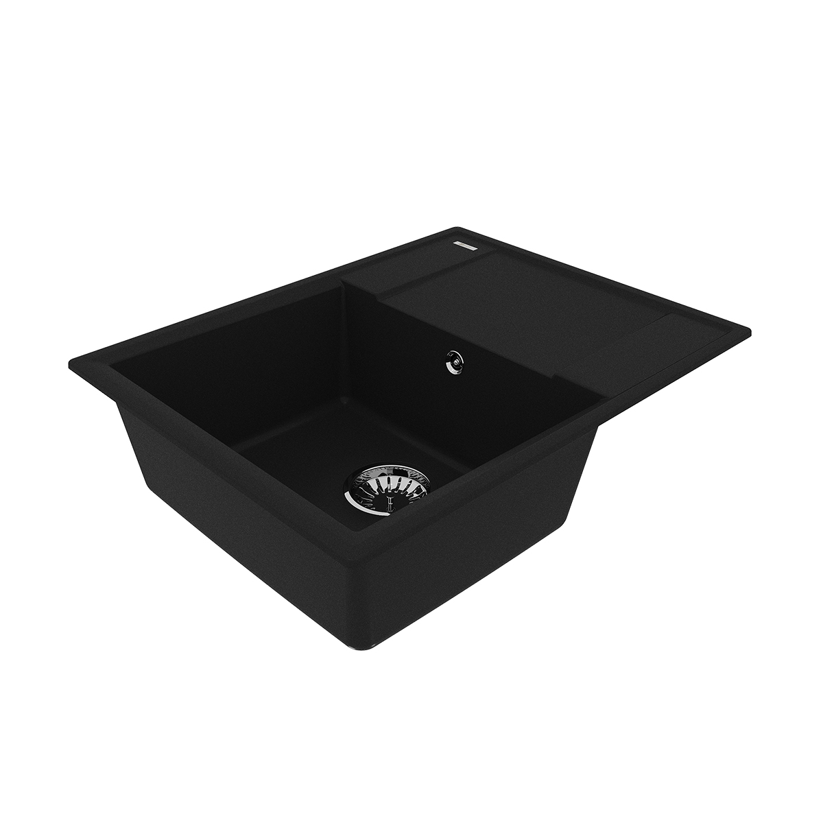 Кухонная мойка Lemark IMANDRA 640 врезная прямоугольная с крылом из кварцгранита, Антрацит 