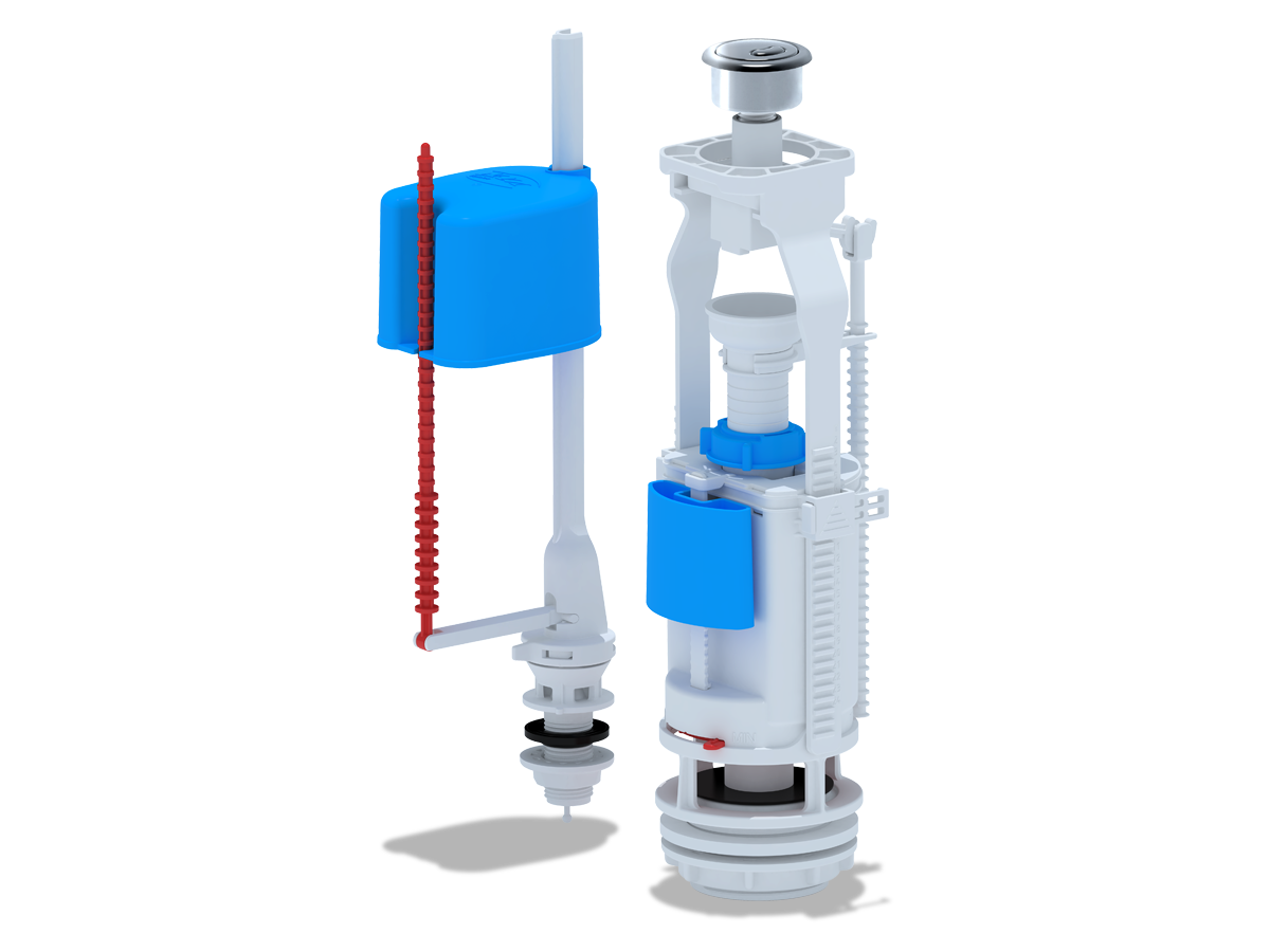 Набор с нижней подводкой  1/2 пластик двойная кнопка эконом хром, ANI PLAST