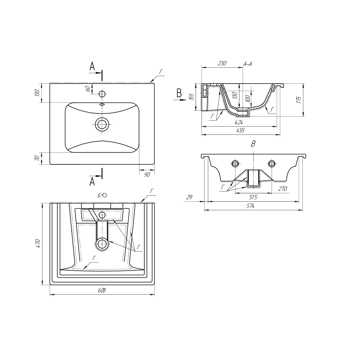 Раковина керамическая "Эйфория-60"