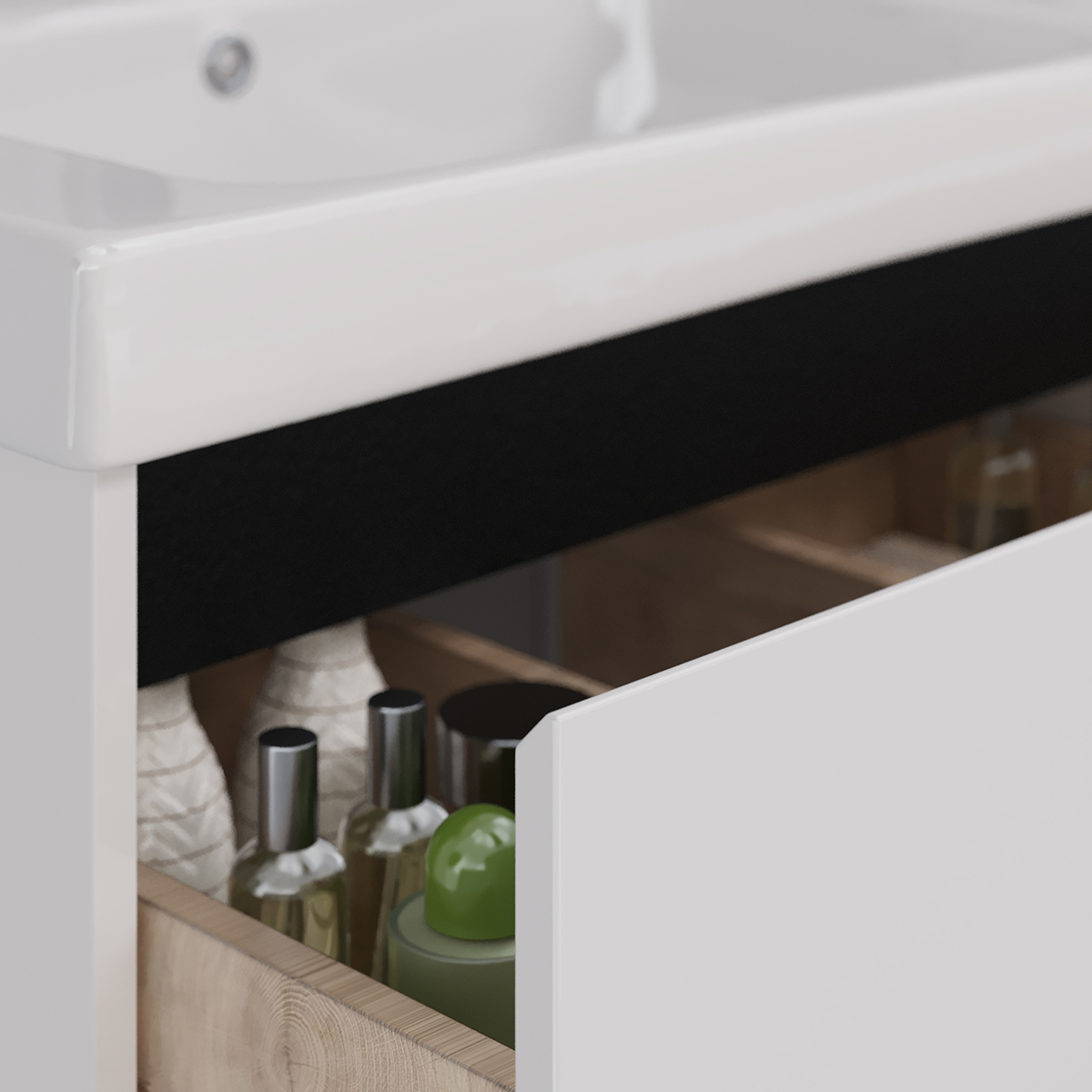 Тумба Lemark COMBI 125 см под 2 раковины, подвесная/напольная,4 ящика, цвет планки: Чёрный, цвет кор