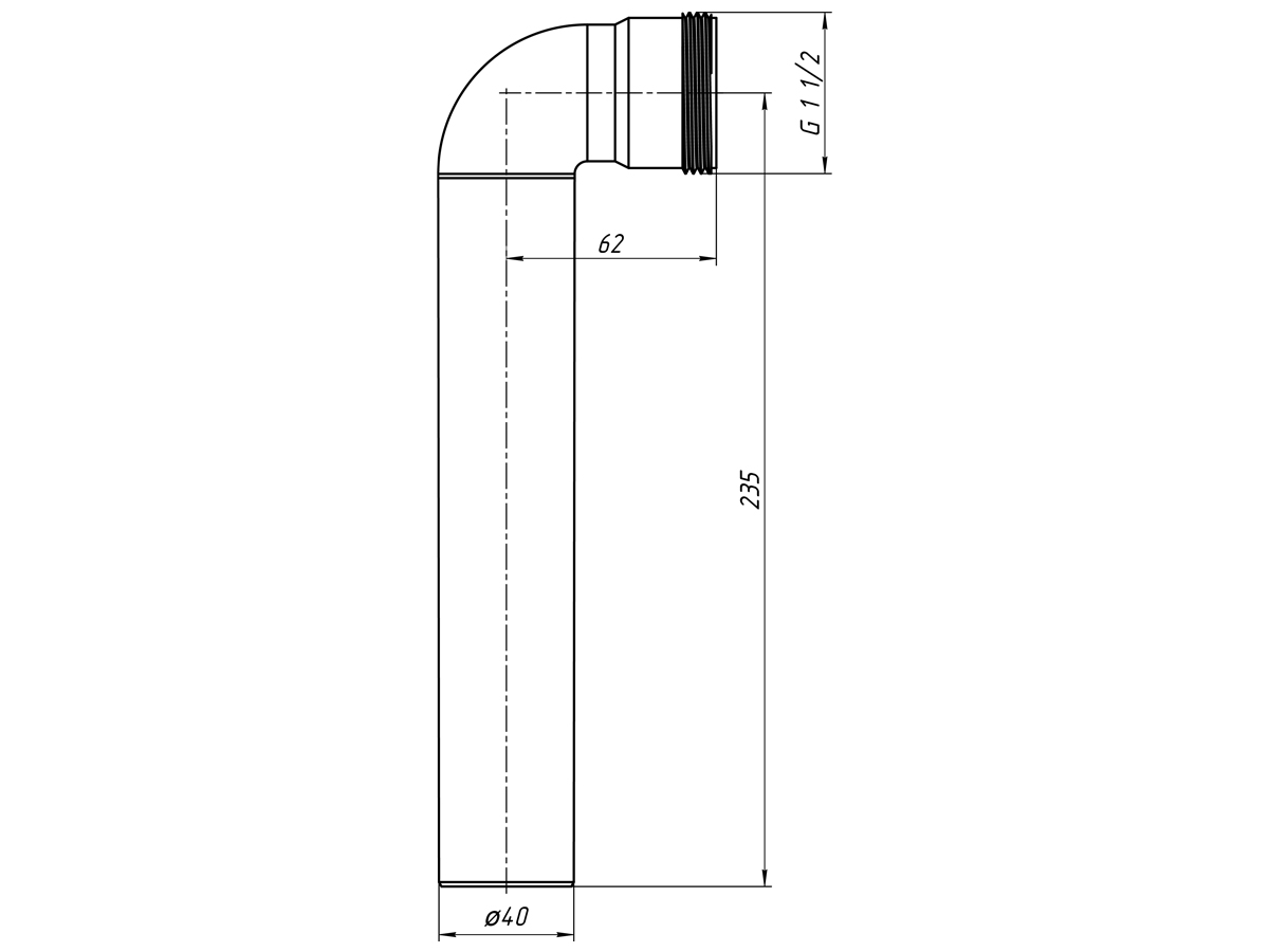 Уголок дв. сифона с резьбой, ANI PLAST