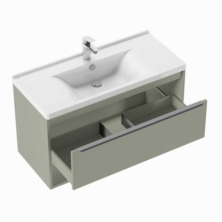 Тумба-умывальник ХОУП 100, 1 ящ., подвесная, хаки (под раковину МИРАНДА 100)
