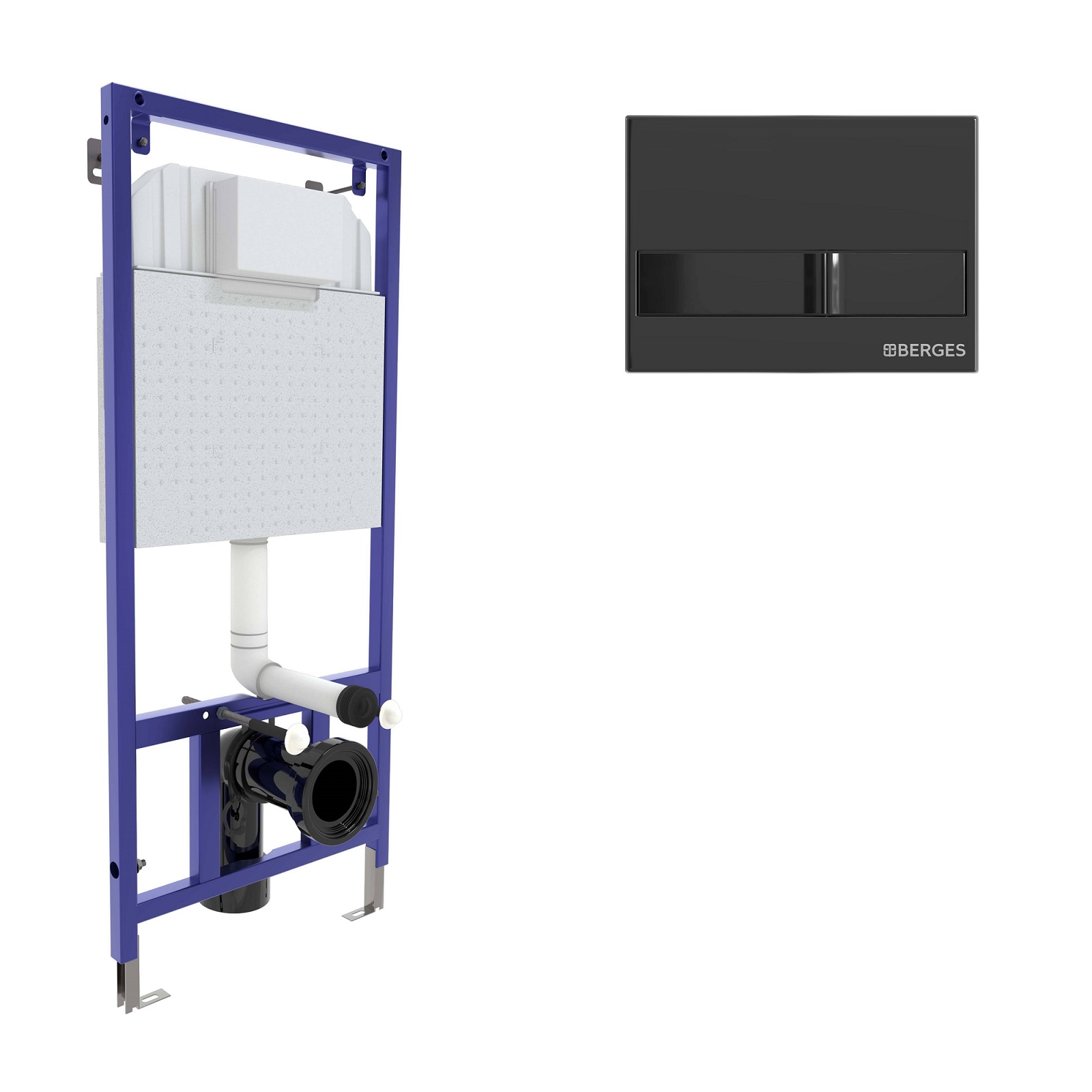 Инсталляция  для скрытого монтажа NOVUM L6 с кнопкой черный глянец, BERGES