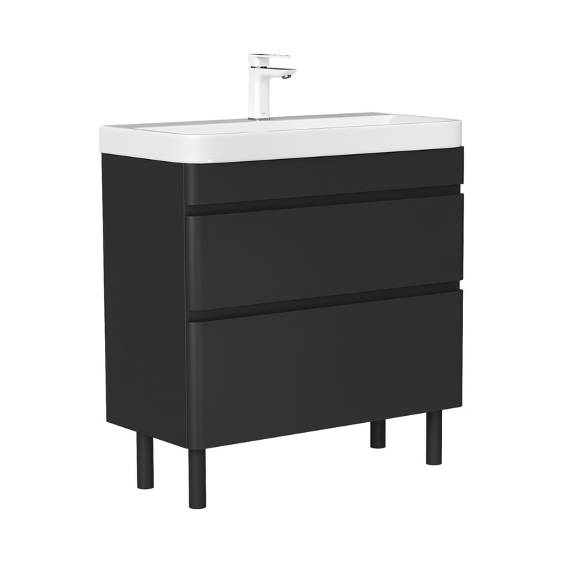 Тумба EQUIL Eltoro 70 напольная 2 ящ. черный софт (под раковину 9595-70)