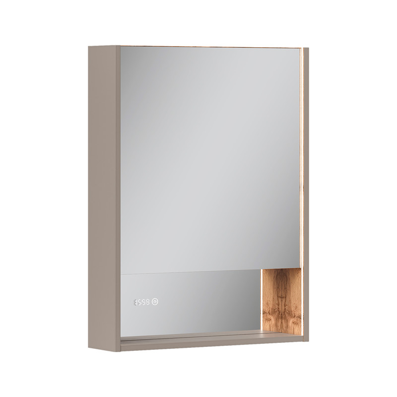 Шкаф зеркальный EQUIL Gleam 60, подвесной, 1 дв., амарок /дуб вотан/дуб вотан (szGLEAM.LED.60.1D-25)