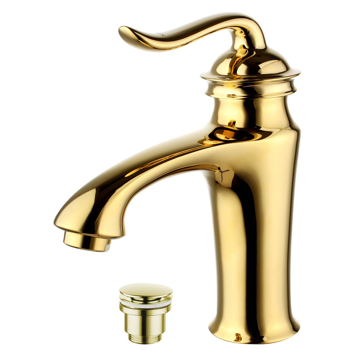 Brava Смеситель для раковины, монолит.излив 76мм дон.клап.Click/Clack, р/ОД, золото, LM, LM4706G