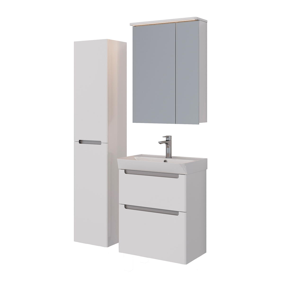 Шкаф зеркальный Lemark ZENON 60х80 см 2-х дверный с козырьком-подсветкой, с розеткой, цвет корпуса: 