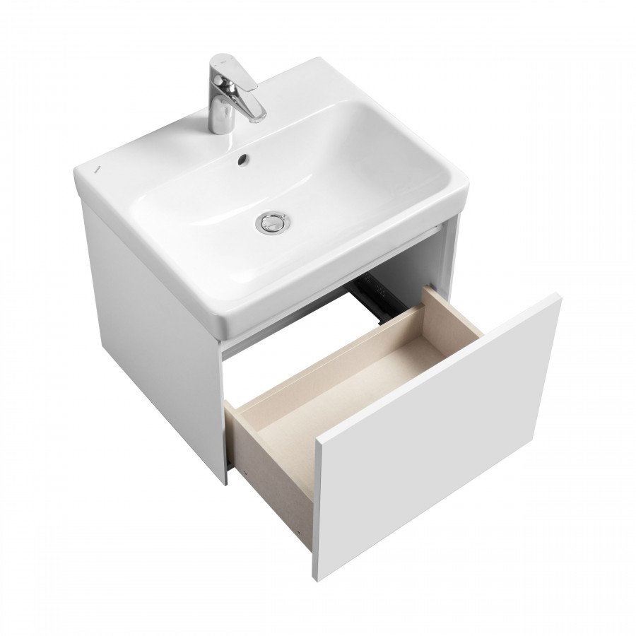 Тумба АСТИ 55, белый матовый/белый глянец  (под раковину АДРИАНА 55)