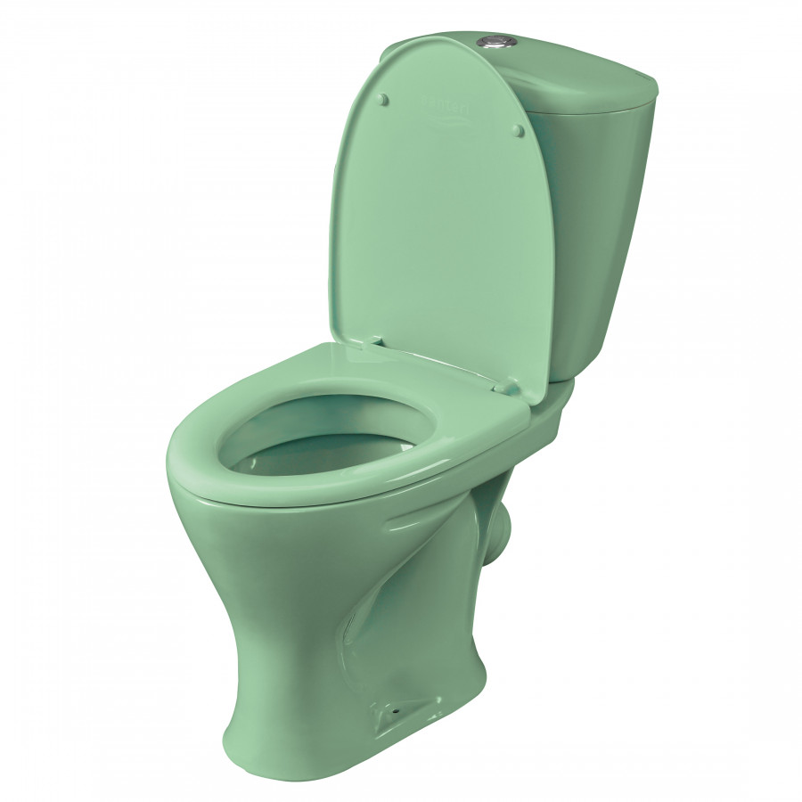 Унитаз-компакт "Версия" наклонный выпуск, с кнопочной арматурой и сиденьем, салатовый  SANTERI