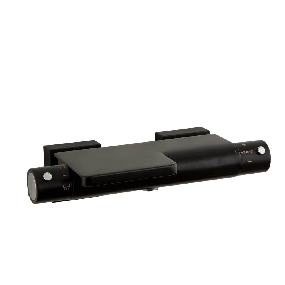 Термостатический смеситель для ванны наружнего монтажа с каскадным изливом AROLA 2639SNM матовый чер