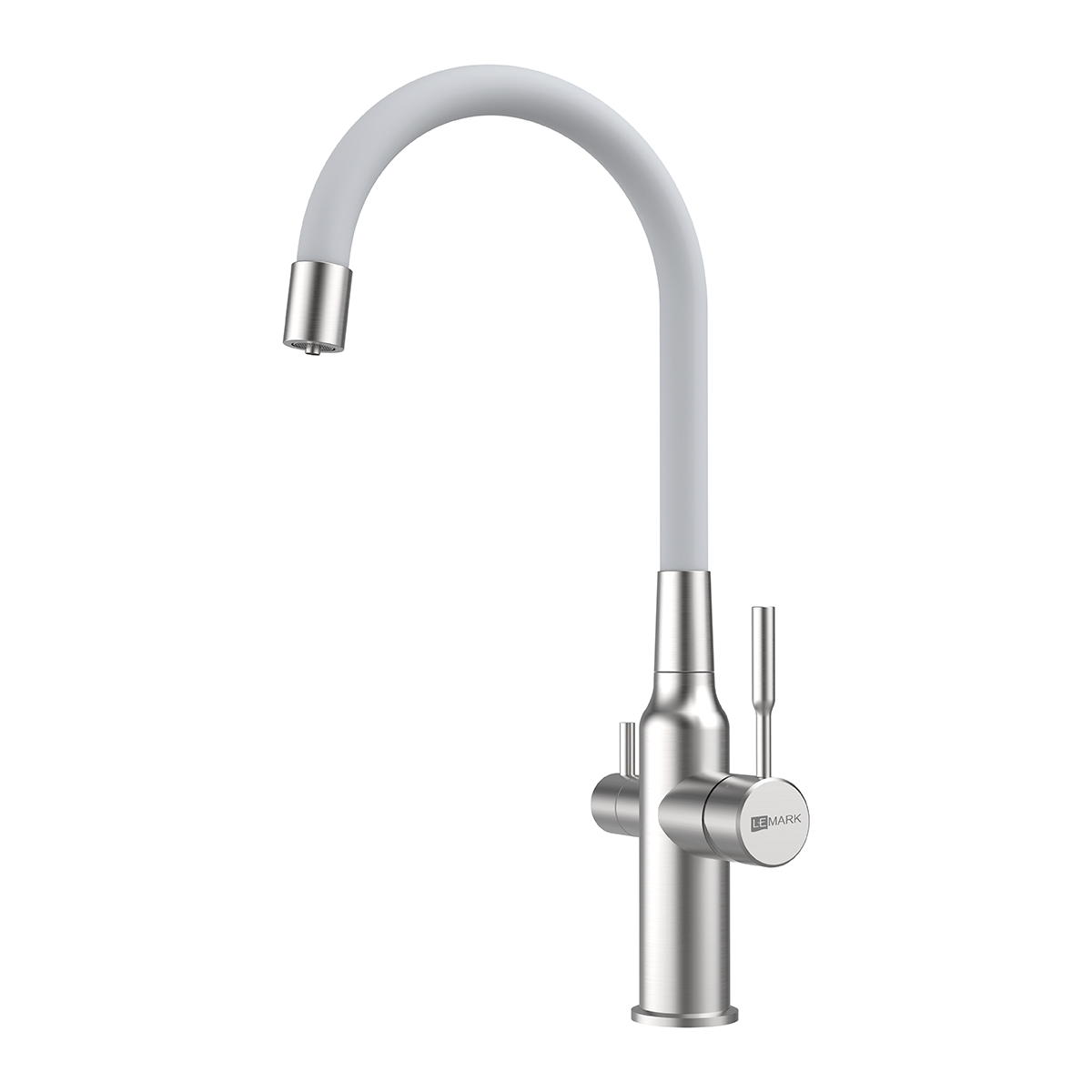 Expert Смеситель для кухни, гиб.излив, р/ОД, сталь/белый, LM, LM5083S-White
