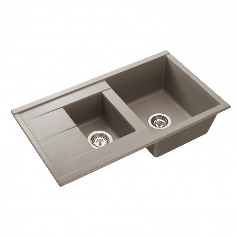 Мойка для кухни  Делия 87 870x510x218 мм, прямоуг. с крылом и доп. чашей, серый шелк