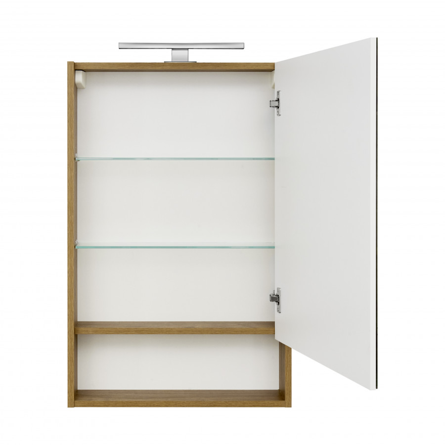 Зеркальный шкаф СКАНДИ 55, белый, дуб рустикальный